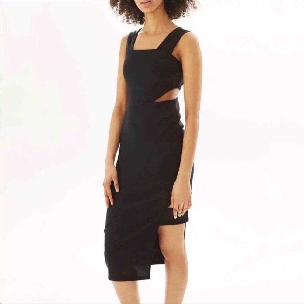 Topshop wide strap cutout black midi dress Size 4